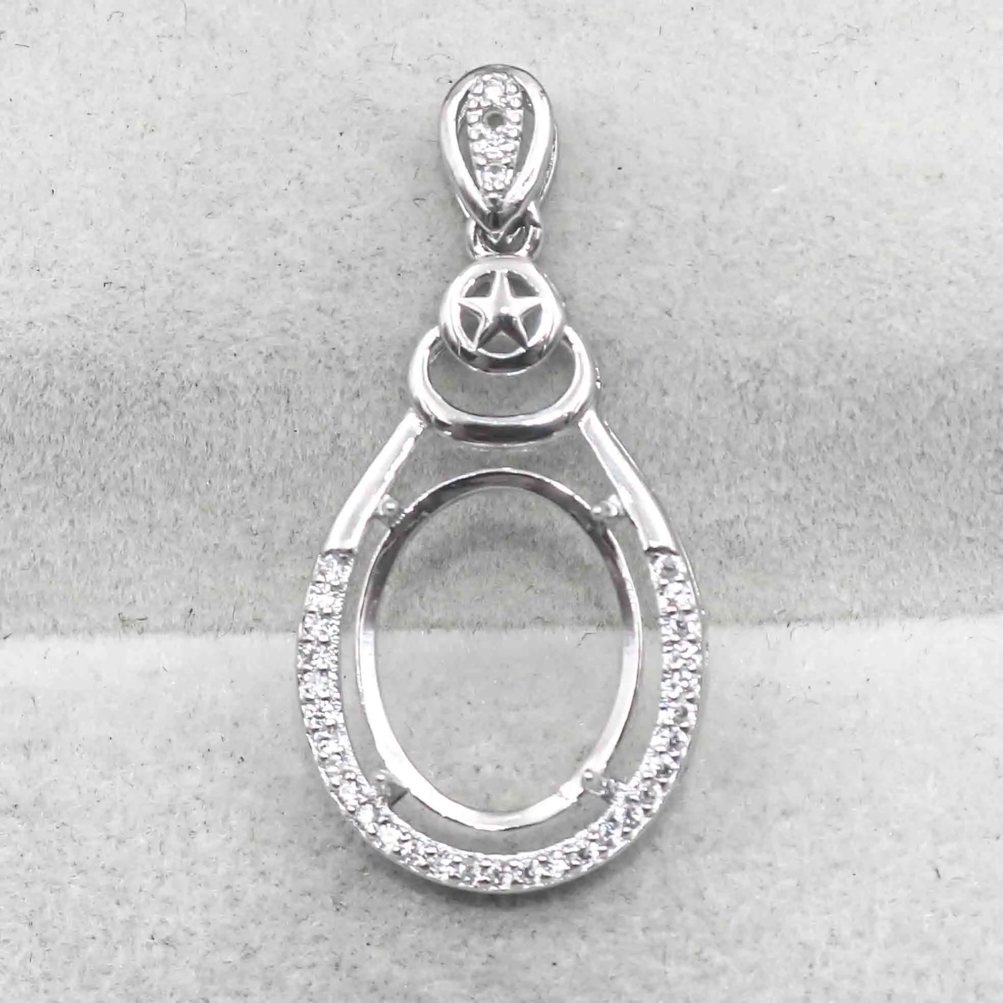 Sterling Silver 11*14mm Semi Mount Pendant Empty Frame Blank Support Setting S925 Base Holder Without Center Stone for DIY Inlay