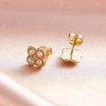 RINNTIN GPE111 Simple Fashion Four-leaf Clovers Freshwater Pearl Earrings 925 Sterling Silver Inlaid Cubic Zircon Stud Earring