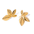 Trendy Statement Jewelry 18K PVD Waterproof Metal Stainless Steel Leaf Stud Earrings