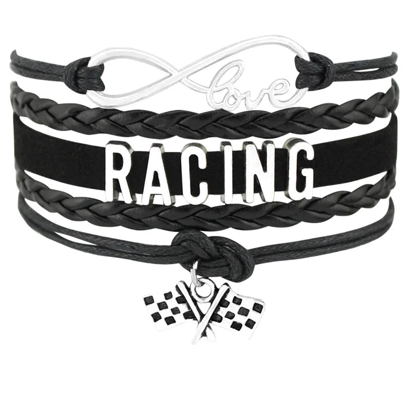 Biker Chick Live to Ride Cycling Motorbike Chequered Flag Motocross Dirt Bike Bicycle Auto Car Motorcycle Racing Bracelet