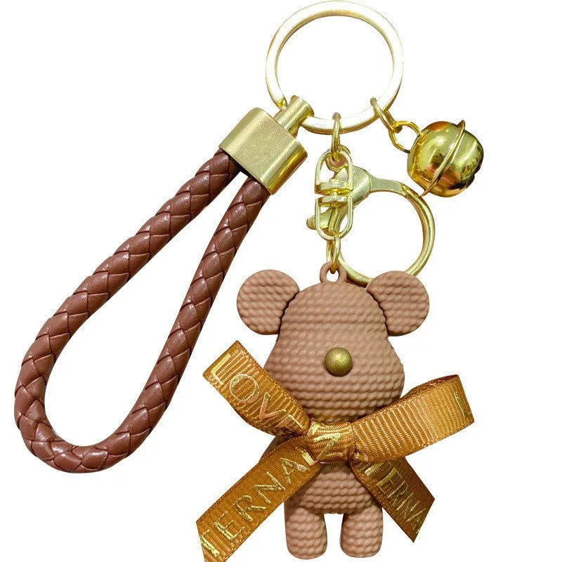 Fashion Cartoon Cute Bow Bear Doll Key Chains Kawaii Bear Car Keychain Bag Backpack Charms Decoration Pendant Gift