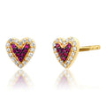 Milskye Clean Style Fashion Jewelry for Women 2024 14K Gold 925 Silver Wicked Little Heart Ruby Diamond Stud Earrings