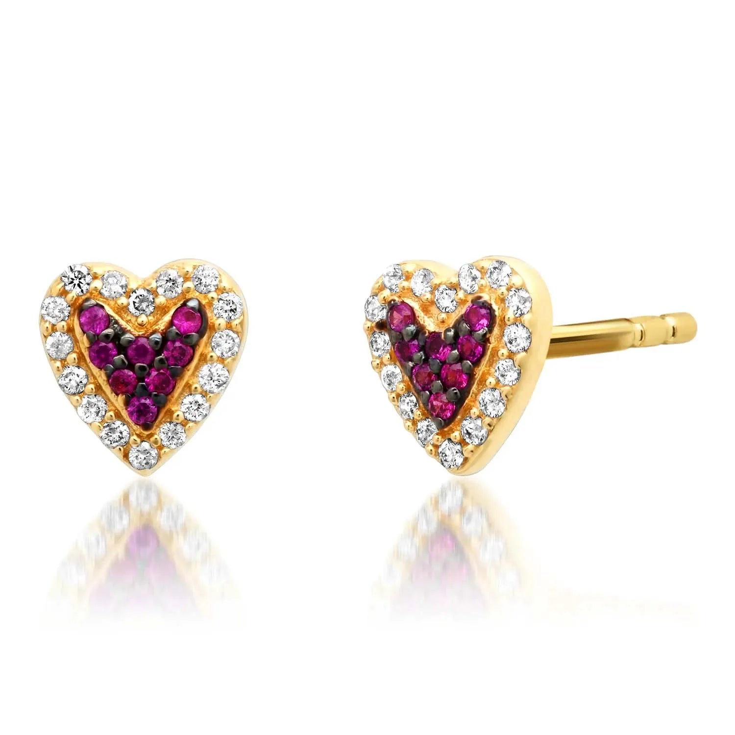 Milskye Clean Style Fashion Jewelry for Women 2024 14K Gold 925 Silver Wicked Little Heart Ruby Diamond Stud Earrings