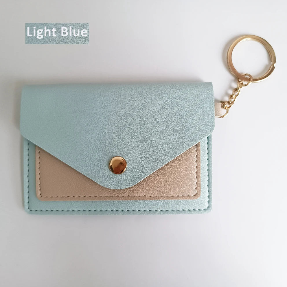 Customized Minimalist Scratch-resistant Kids Men Keychain Card Wallet Faux Leather Coin Purse Card Holder Wallet