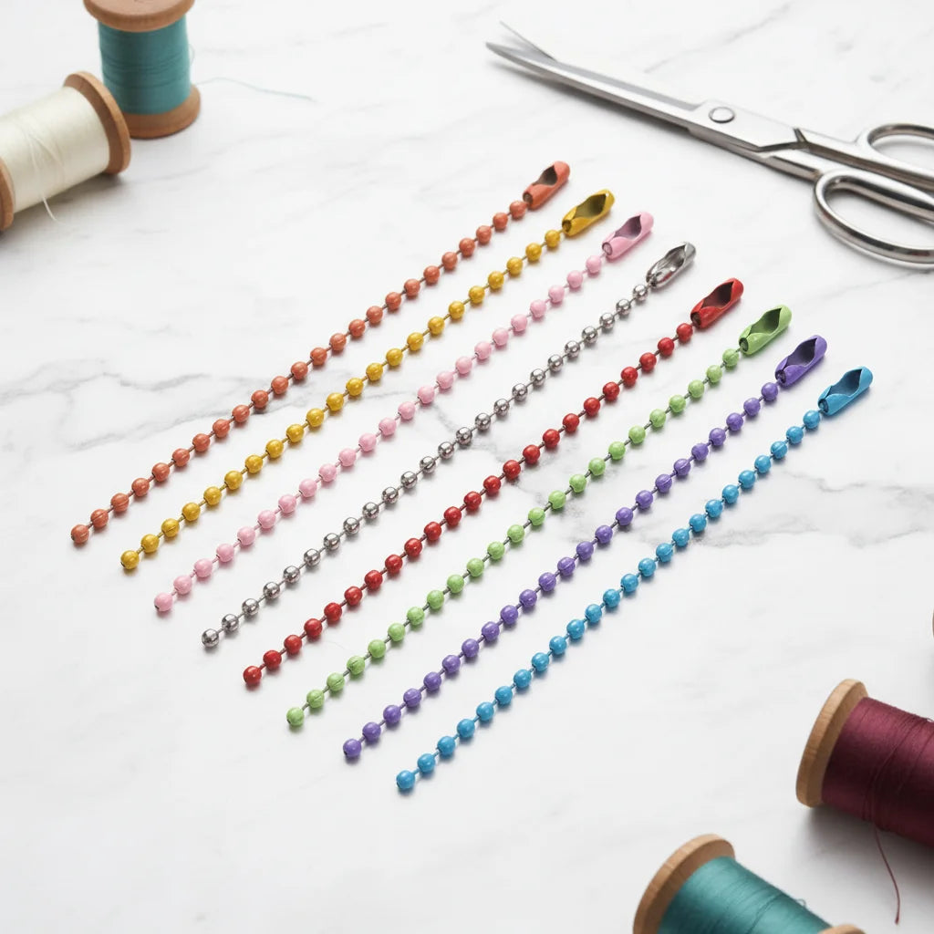 2.4mm Round Bead Hangtag Chain Plating Different Color Stainless Steel Pendant Chain DIY Hand Bead Chain for Clothing Shoe Tag