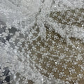 White Sequins Beads Pearls Exquisite Floral Embroidery Wedding Bridal Embroidery Beads Fabric