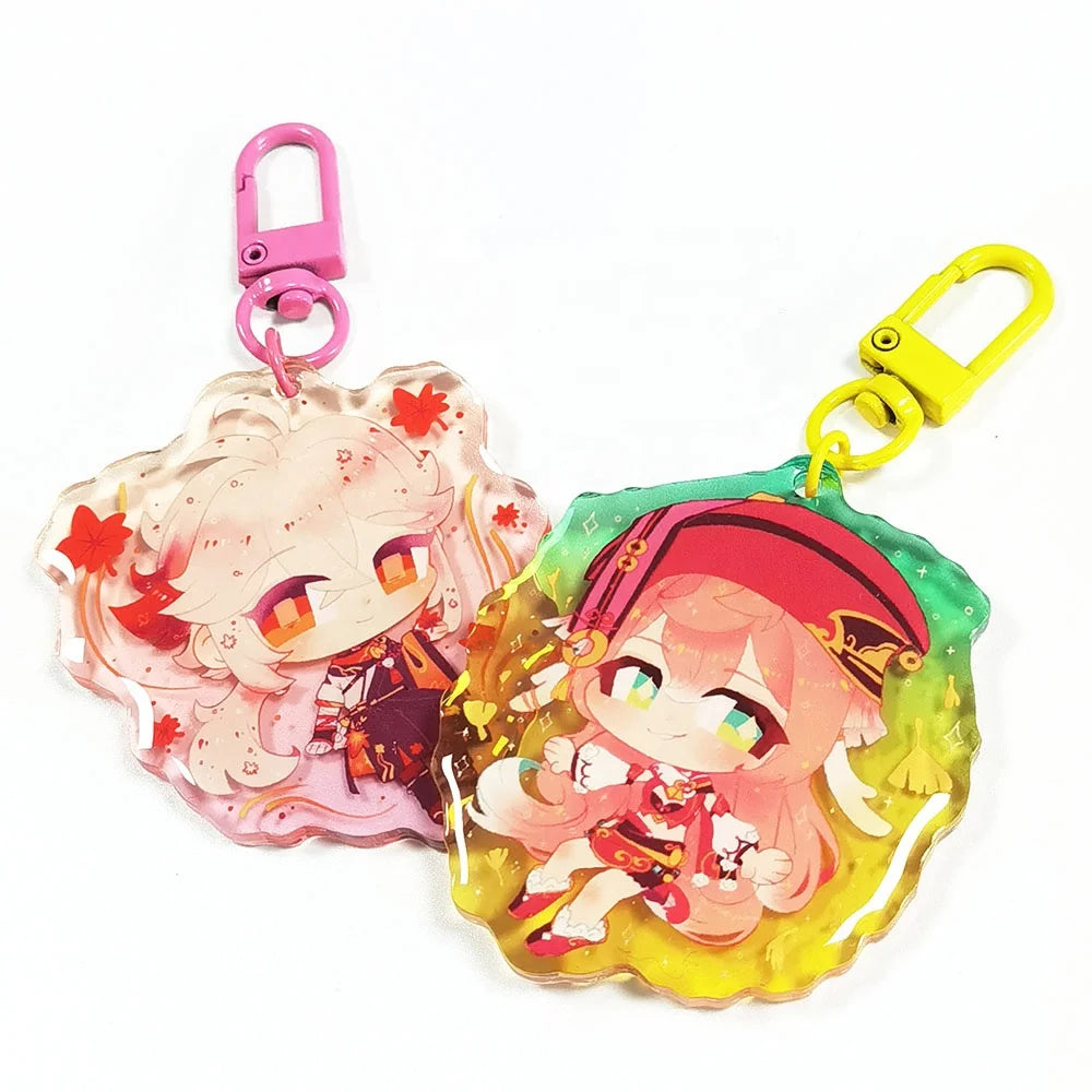KUIEN Wholesale Custom Transparent Printed Anime Epoxy Resin Acrylic Charms Keychains