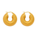 Trendy Thick Geometric Screw Clip on Earrings Stainless Steel Chunky Twisted Hoop Earrings for Women