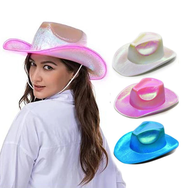 Glitter Led Badge Custom Logo Sale Lemmy Hat Women Leather Sombreros Vaqueros Texsano in Bulk Cowboy Hats With Light