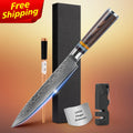 Free Shipping 8 Inch Damascus Steel Bread Slice Utility Paring Knives Cutlery for Gift Brown Pakka Wood Handle Free logo
