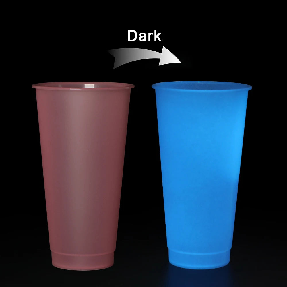 Printing Cup Plastic Machinecups Glow in the Dark Reusable Bubble Tea pp Luminous Plastic Cup
