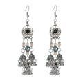 Indian Jhumka Gypsy Jewelry Sliver Boho Vintage Ethnic Oxidized Earrings Big Hollow Dangle Hanging Earrings for Women