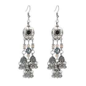 Indian Jhumka Gypsy Jewelry Sliver Boho Vintage Ethnic Oxidized Earrings Big Hollow Dangle Hanging Earrings for Women