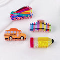 New Arrived Personalized Custom Acrylic Pencil Car Small Hair Claw Clips for Women Girls