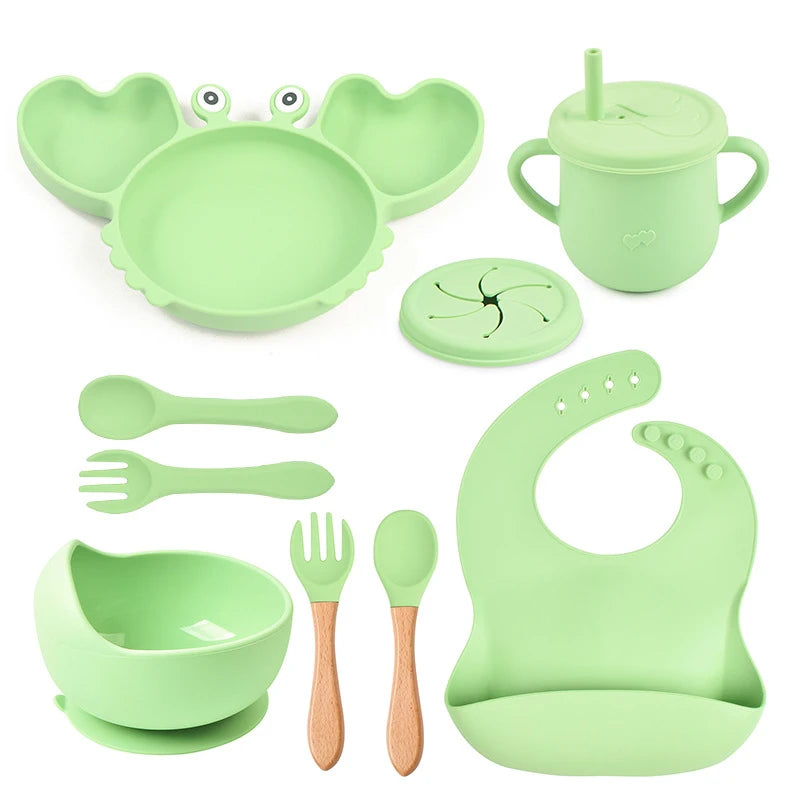 A037 Silicone Plate Set Baby with Suction Feeding Placemat Set Non-Slip Toddlers Food Feeding Baby Plate Set
