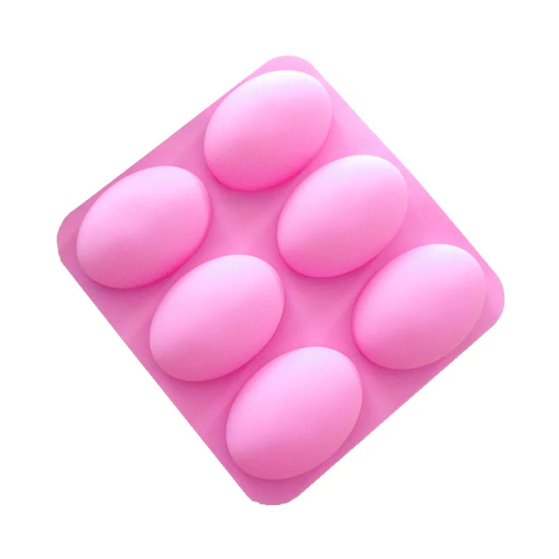 Saffron Oval Shape Silicone Soap Mold 6 Cavity Circular Egg Eye Baking Mold Silicon Soap Molder with 6 Silicon Soap Molds