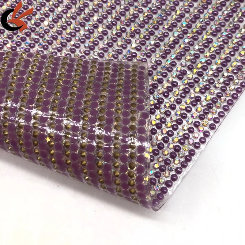 Violet Pearls and AB Crystals Hot Fix Crystals Rhinestone Mesh Sheets