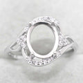 Sterling Silver 8*10mm Semi Mount Ring Empty Frame Blank Support Claws Setting S925 Base Holder Without Center Stone for Inlay