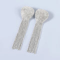 Fashion Trend Alloy Diamond Rhinestone Geometric Long Tassel Earrings Bling Bling Exaggerated Earrings Women