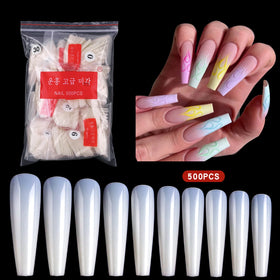Clear Natural C Curve Ballet Long Nails Full Paste Ballet 500 Pieces of Coffin Artificial Fingernail Press on Nails