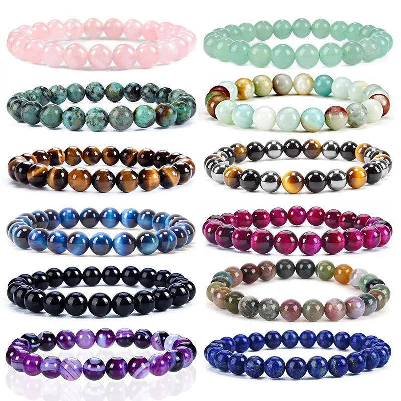 New Arrival Fengshui Natural Genuine Gemstone Round Beaded Healing Crystal Bracelet handmade Men Women Stretchy Beads Bracelet