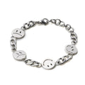 Hip Hop Men Stainless Steel Link Chain Smile and Sad Emoticon Bracelet