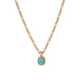 Popular Titanium Steel Mint Green Oval Natural Stone Turquoise Pendant Necklace for Women