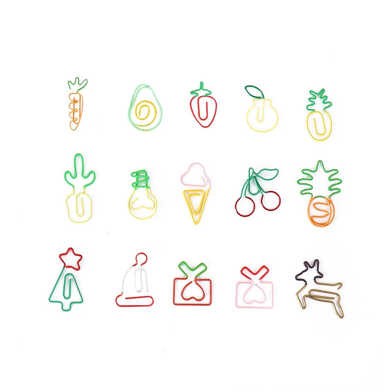 Cute Decorative Custom Two-tone Gift Elk Deer Christmas Tree Hat Shaped Paper Clip Funny Paperclips Bookmark Planner Xmas Clips