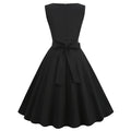 50's Vintage Swing Dress Rockabilly Dress Retro Sleeveless Cotton Solid Color Dress