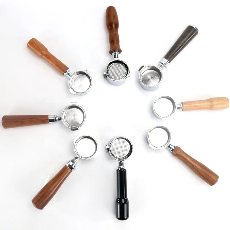 51mm 54mm 58mm  2 Blades Stainless Steel Wood Handle Espresso Bottomless Coffee Tamper Portafilter