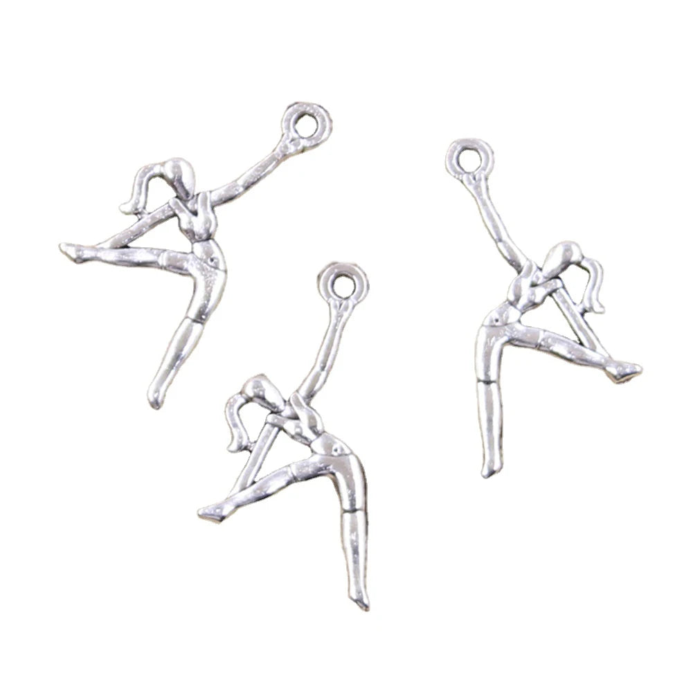 Antique Silver Color  Gymnastics Gymnast Sporter DIY Craft Making Findings Handmade Tibetan Jewelry Charms Pendant