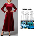 European American Women's High-End Velvet A-Line Evening Dress Autumn Winter Backless Temperament Long Party Dress