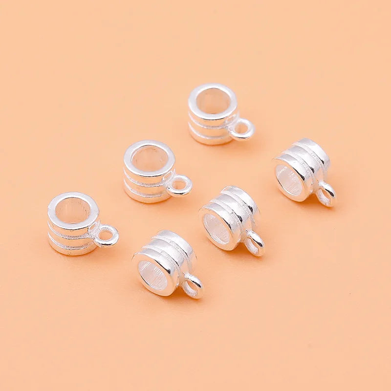 Personalized 925 Sterling Silver Wheel Tube Bead with Loop for Bracelet Necklace Making Wholesale