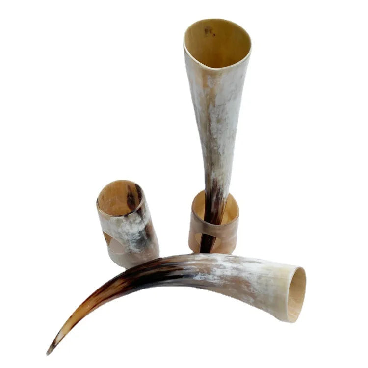 Customized Drinking Horn Cup with PU Leather Tote Cup Holder Creative Design Coffee Tea Beer Mug for Bar Party Drinking Beer Cup