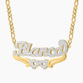 Wholesale Custom Name18k Gold Plated Double Layers Necklace Charm Pendent Necklace Two Color Custom Necklace for Woman