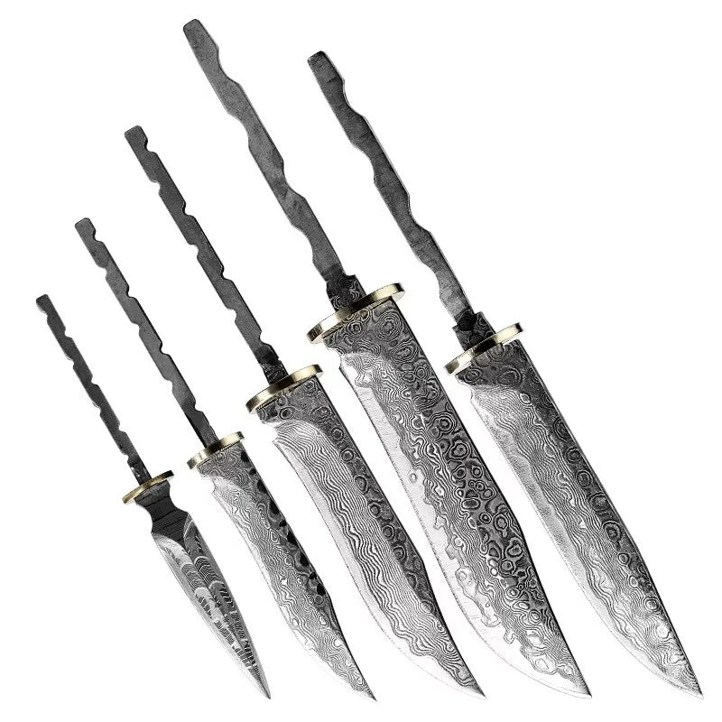 Grandsharp Hunting Knife Blank Blade DIY Fixed Blade Knives Outdoor Survival Camping Tool Damascus Steel Utility Kitchen Knives