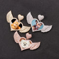 New Gold Plated Hip Hop Photo Pendant Iced Out Bling Zircon Heart Wings Design Memory Blank Pictures Frame Necklaces Made Brass