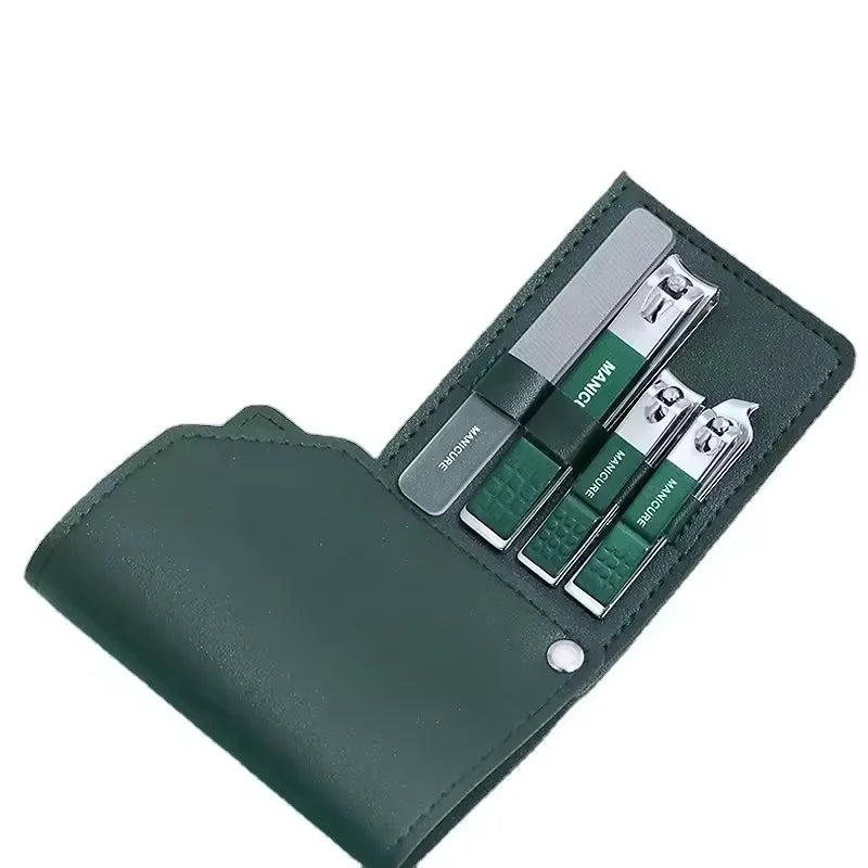 High Quality Colorful Stainless Steel Portable Manicure Pedicure Set Finger & Toe Nail Clippers 4pcs with PU Leather Bag