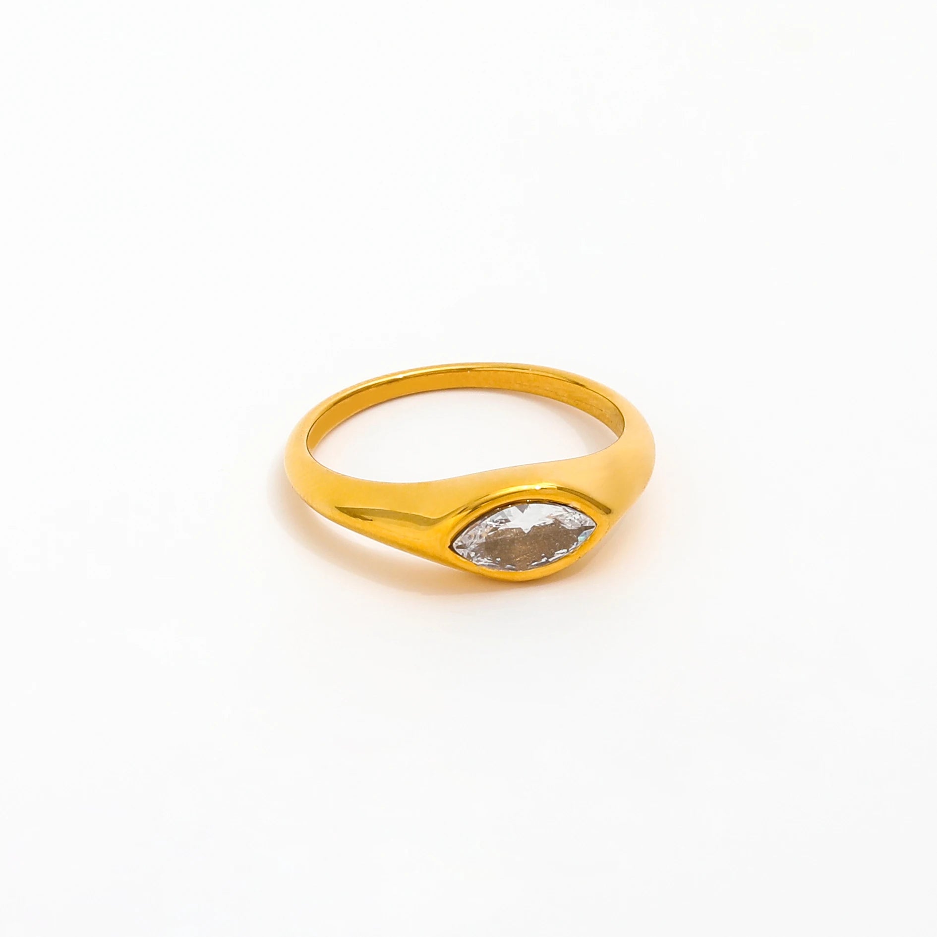 Fenny Stainless Steel Elegant Cubic Eye Diamond Ring for Women Simple Ring 18K Gold Plated Wholesale Jewelry