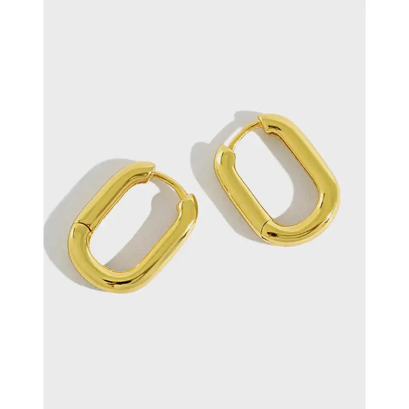 925 Sterling Silver Geometric Hoop Earrings with Gold Plating-Trendy Wedding & Party Gift