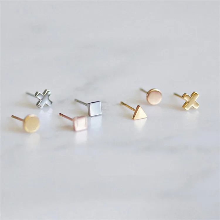 Wholesale Mix Style 316L Stainless Steel Geometric Minimalist Small Stud Earrings for Women