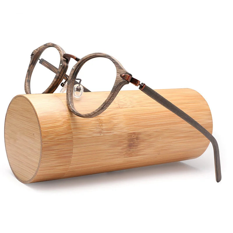Acetate Prescription Eyeglasses Frames for Men and Women Wood Grain Optical Glasses Frame with Clear Lens