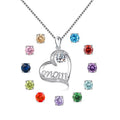 GP113 Fashion Necklace for Mom 925 Sterling Silver Zircon Love Heart Pendant Birthstones Jewelry Mother Birthday Anniversary