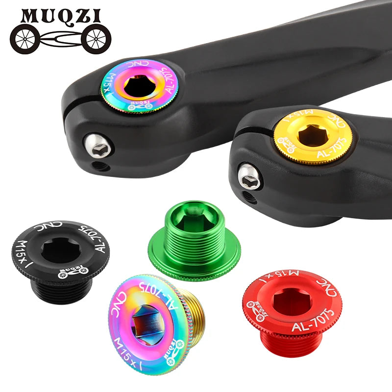 MUQZI MTB Road Bmx Bike Crank Cover Screws M15 Crank Arm Bolt Fixed Crankset Cover Cap 11 Colors