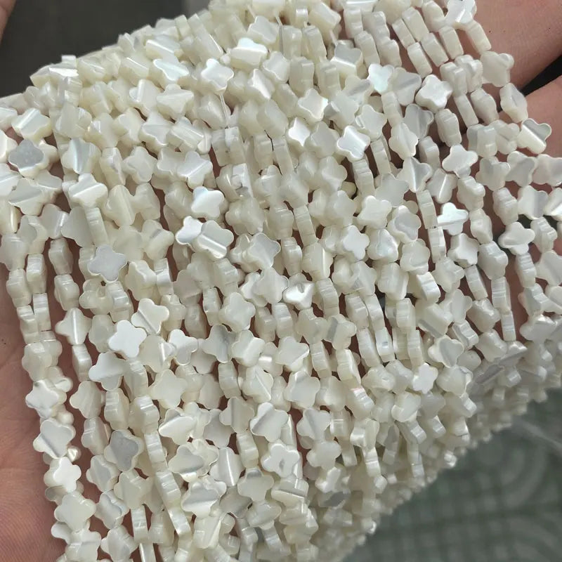 Wholesale 6mm Four Leaf Clover Shape MOP Shell Beads Loose White Mother of Pearl Shell Beads