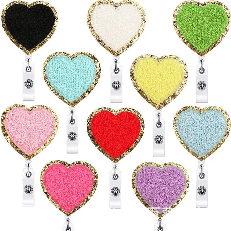 Wholesale Lovely Heart Retractable Nurse Badge Reels Cute Nursing Badge Reels With Swivel Alligator Clip for ID Name Card