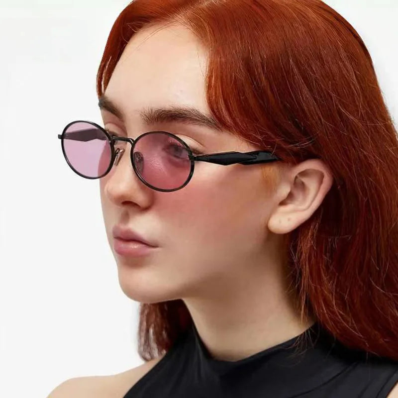 New Style Metal Full Frame Sunglasses Fashion Anti-ultraviolet Uv400 Oval Frame Glasses