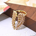 RM1545 Boho Gorgeous Chunky 18K Gold Plated Marquise CZ Diamond Cubic Zirconia Feather Angel Wing Rings