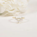 14 Karat Yellow Gold V Shaped Wedding Band Curved Moissanite Wedding Lunette Diamond Ring with Marquise & Round Lab Diamonds