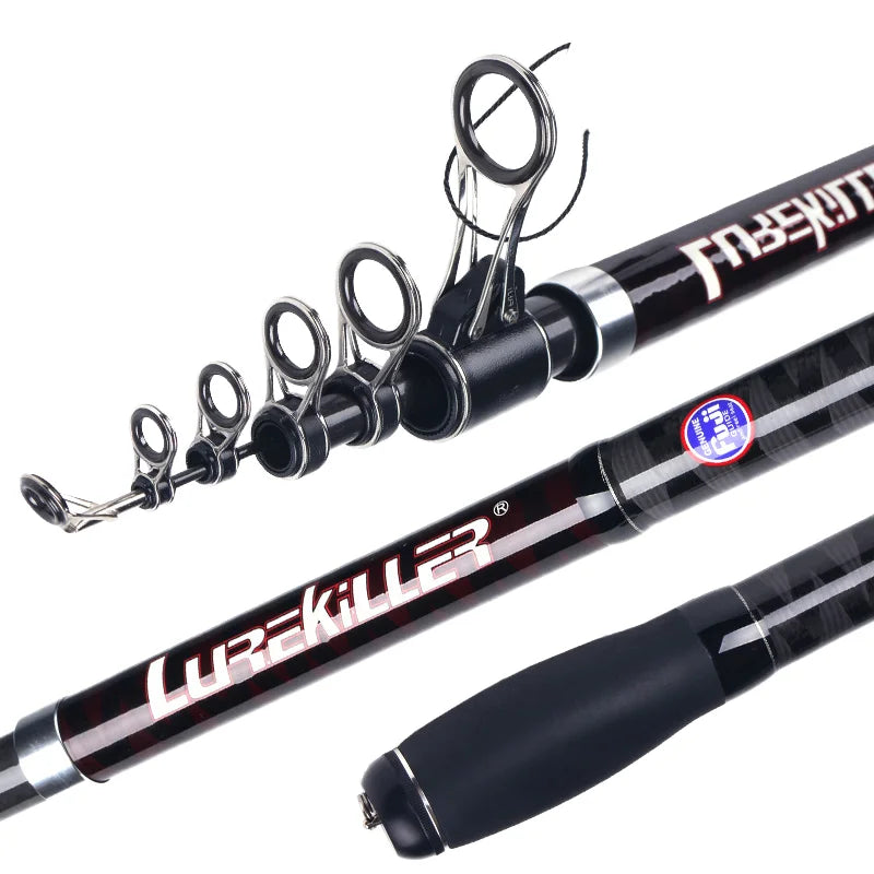 LUREKILLER Surf Fishing Rod 4.25m Carbon Fiber Long Casting Telescopic Sea Fishing Rod Super Hard Rod Surf 15ft Japan Fuji Reel
